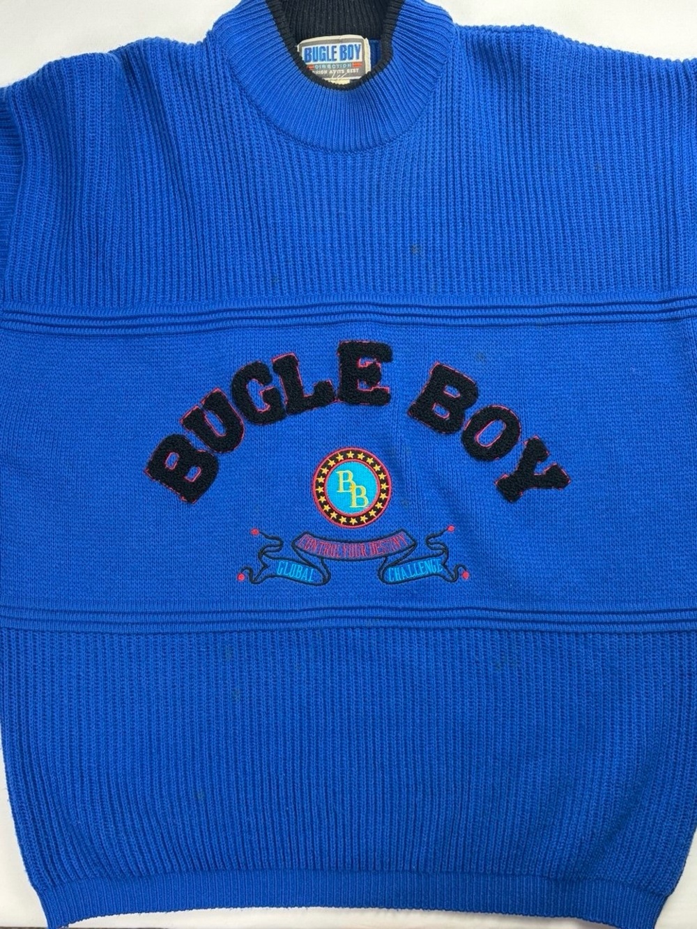 Vintage Bugle Boy Direction 90s Logo Knit Sweater Large